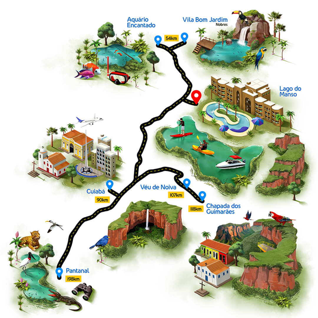 Mapa da Região Ilustrado - Chapada dos Guimaraes